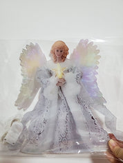 Christmas Tree Ornament Golden Angel Doll Treetop Star LED Glow 3
