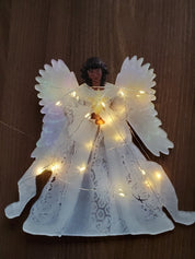 Christmas Tree Ornament Golden Angel Doll Treetop Star LED Glow 4
