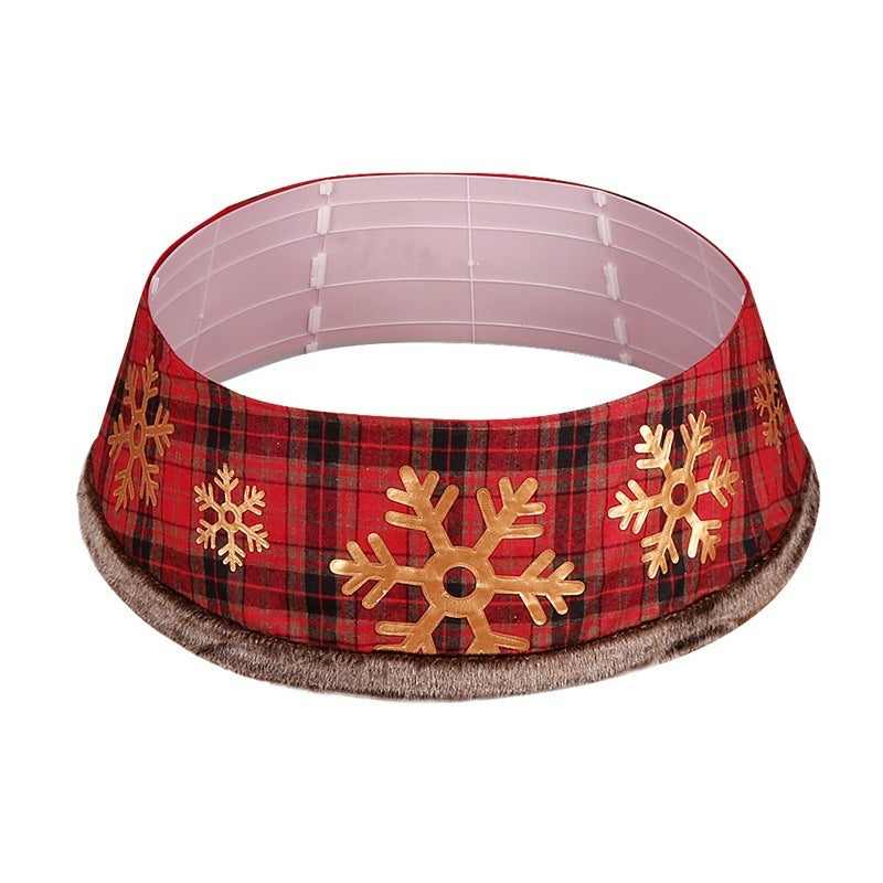 Christmas Tree Skirt Snowflake Checkered Non-woven Decoration 0