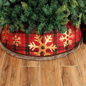 Christmas Tree Skirt Snowflake Checkered Non-woven Decoration 1