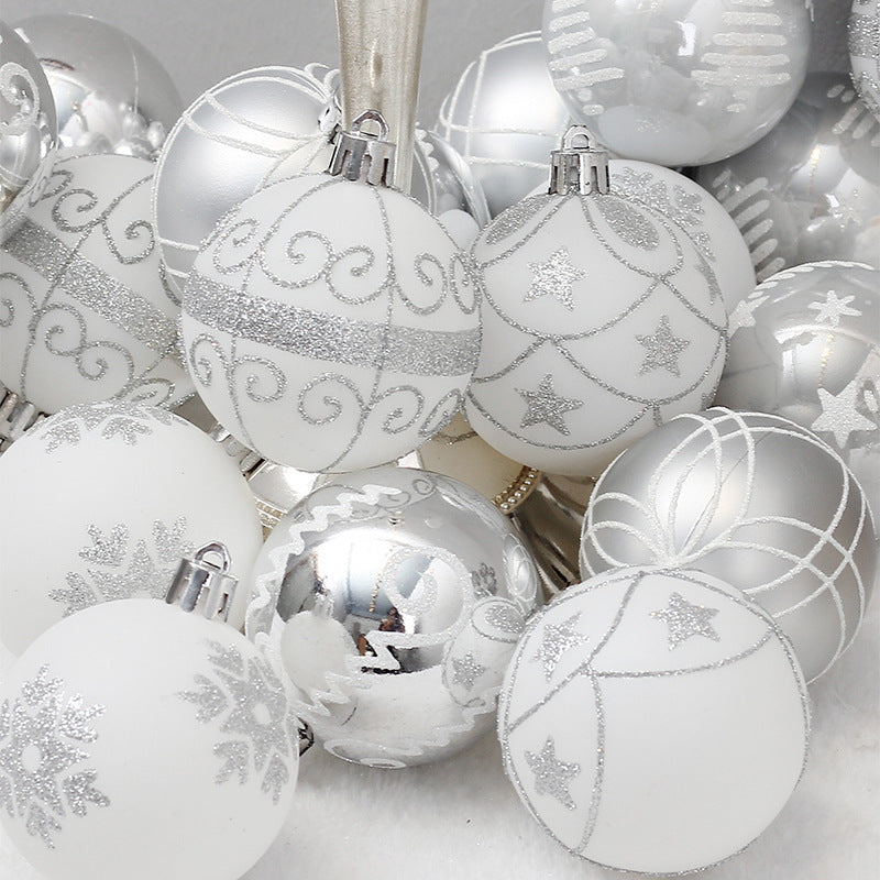 Christmas decoration items silver colored drawing ball package 1