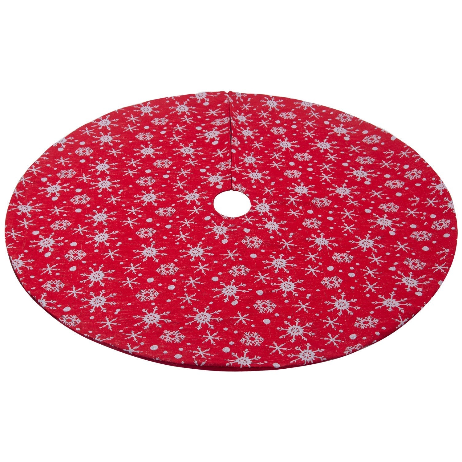 Christmas non-woven fabric white color with red outsole snowflake tree skirt 0