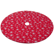 Christmas non-woven fabric white color with red outsole snowflake tree skirt 0