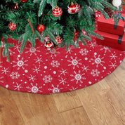 Christmas non-woven fabric white color with red outsole snowflake tree skirt 1