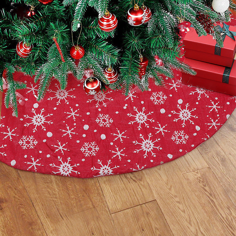 Christmas non-woven fabric white color with red outsole snowflake tree skirt 1