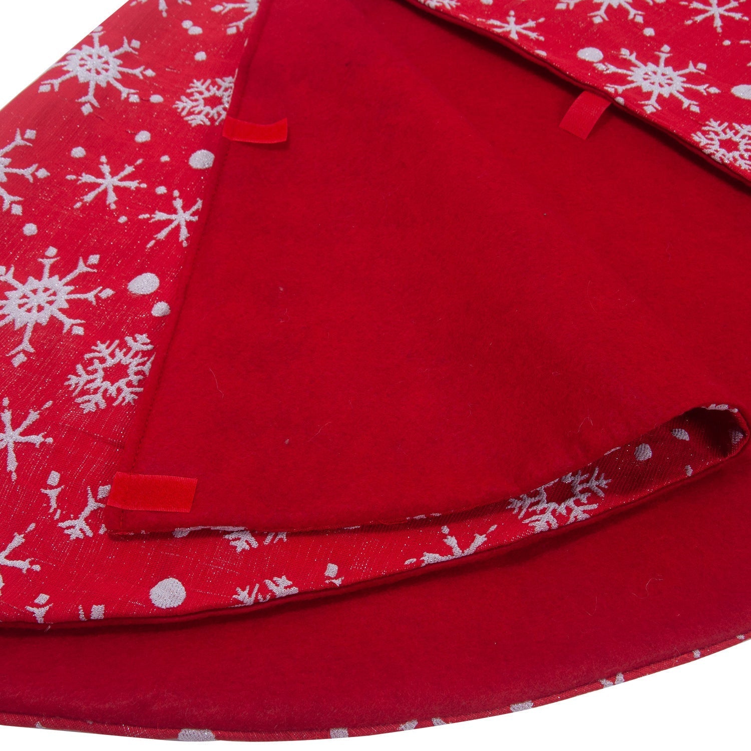 Christmas non-woven fabric white color with red outsole snowflake tree skirt 2