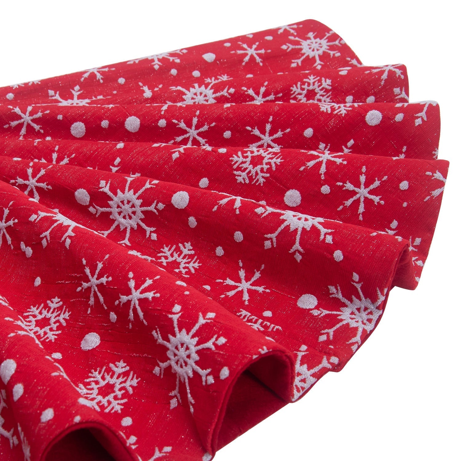 Christmas non-woven fabric white color with red outsole snowflake tree skirt 4