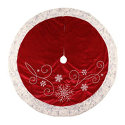 Christmas red velvet fabric snowflake tree skirt 0