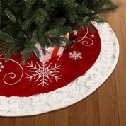 Christmas red velvet fabric snowflake tree skirt 1