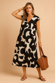 Claire | Long summer dress printed with v -no 0