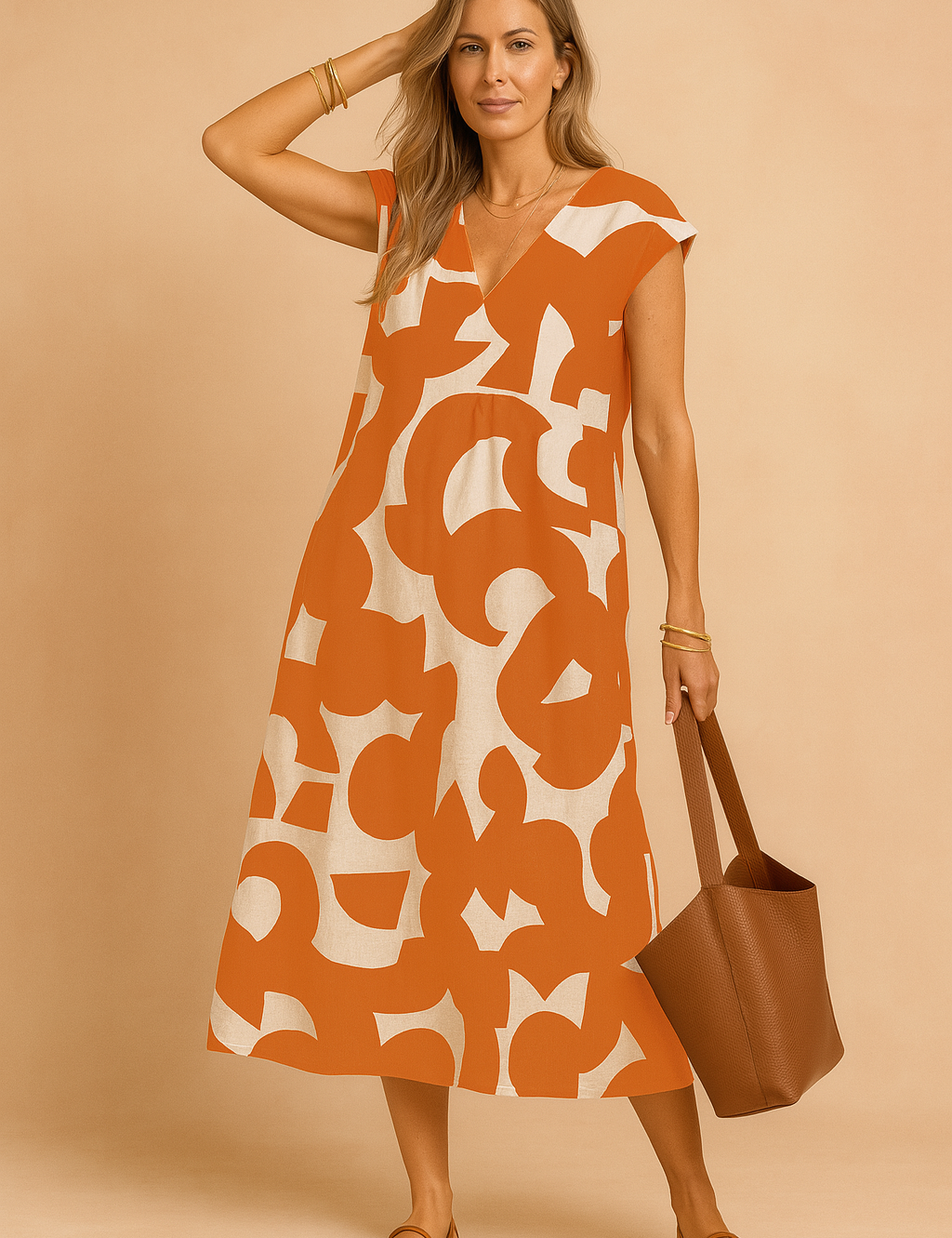 Claire | Long summer dress printed with v -no 1