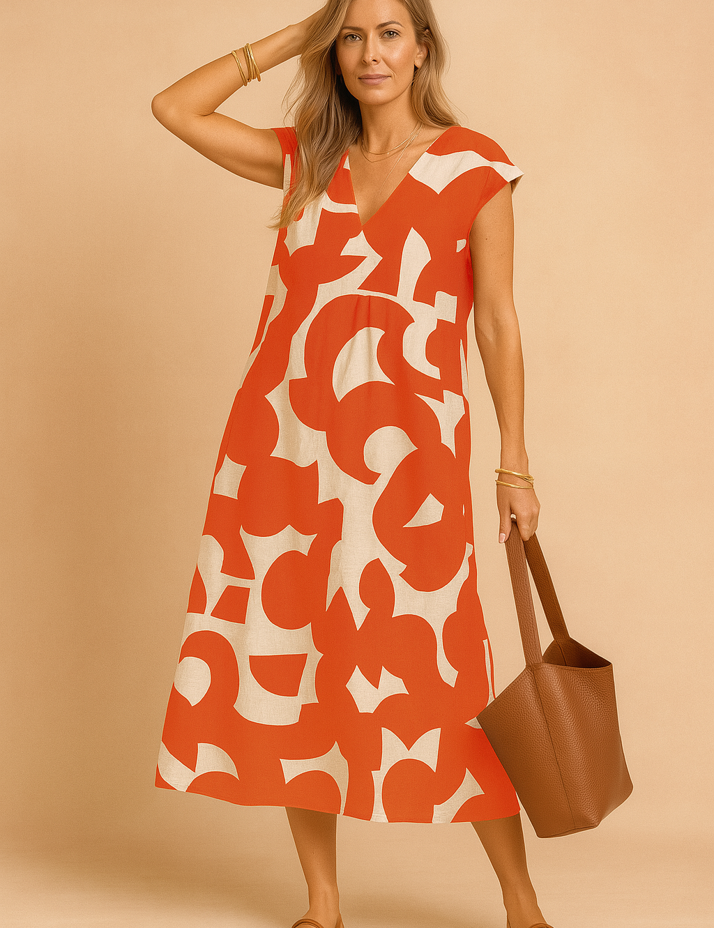 Claire | Long summer dress printed with v -no 2