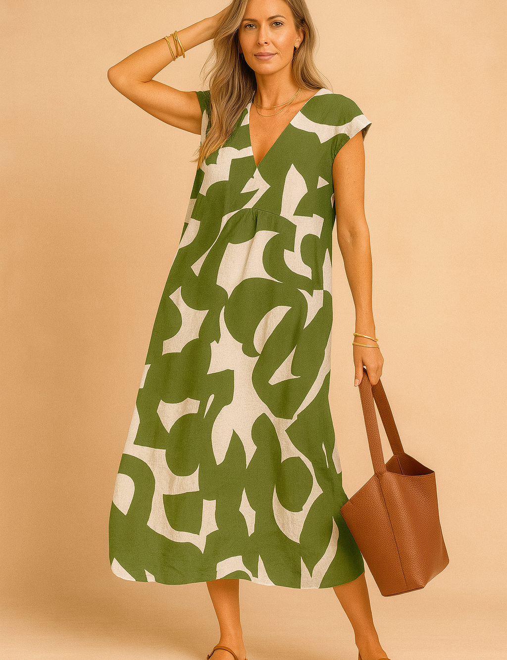 Claire | Long summer dress printed with v -no 3