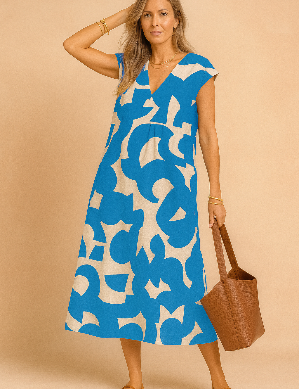Claire | Long summer dress printed with v -no 4