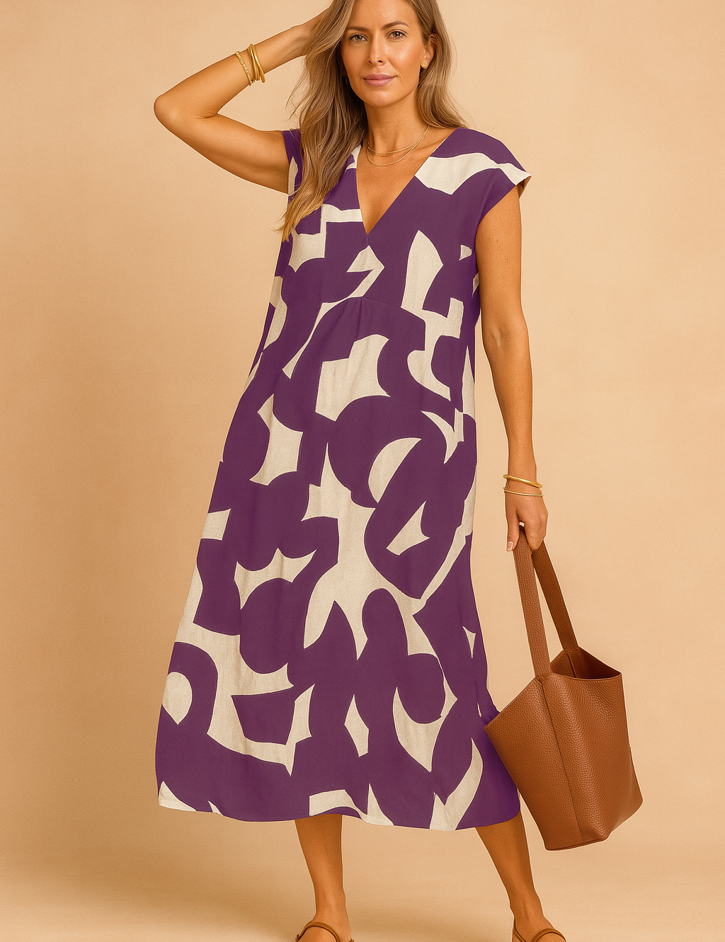 Claire | Long summer dress printed with v -no 5