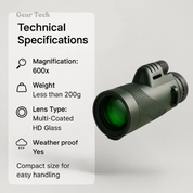 Compact monocular with 45x ultra-zoom | HD lens, lightweight and perfect for hiking, birdwatching and sporting events 1