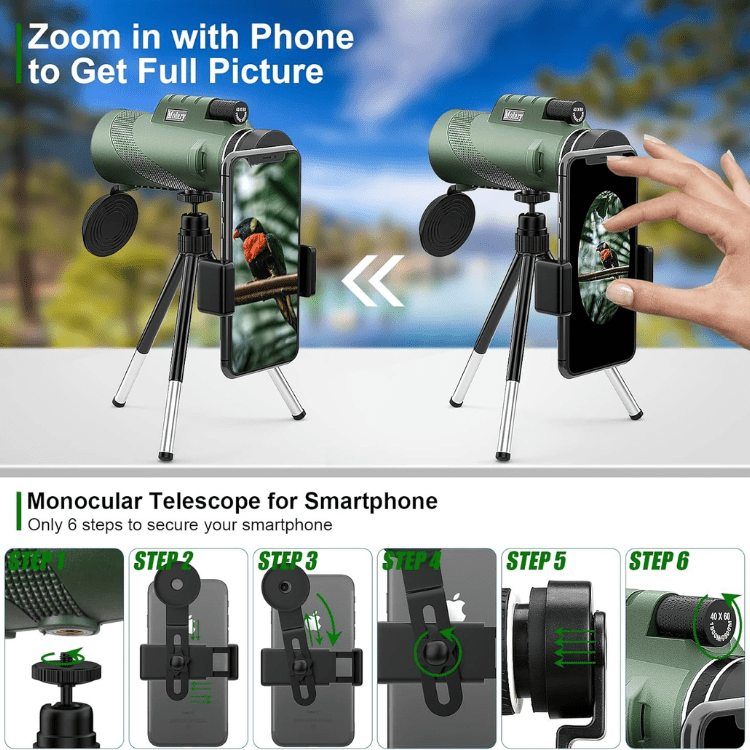 Compact monocular with 45x ultra-zoom | HD lens, lightweight and perfect for hiking, birdwatching and sporting events 5