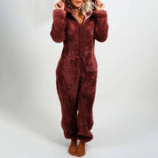 Dahlia | Elegant long fleece jumpsuit with hood 2