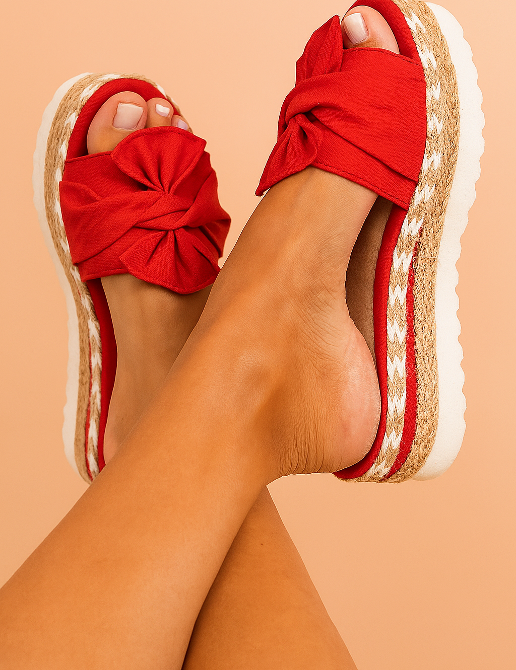 Dominika | Platform flip-flops with a bow 4