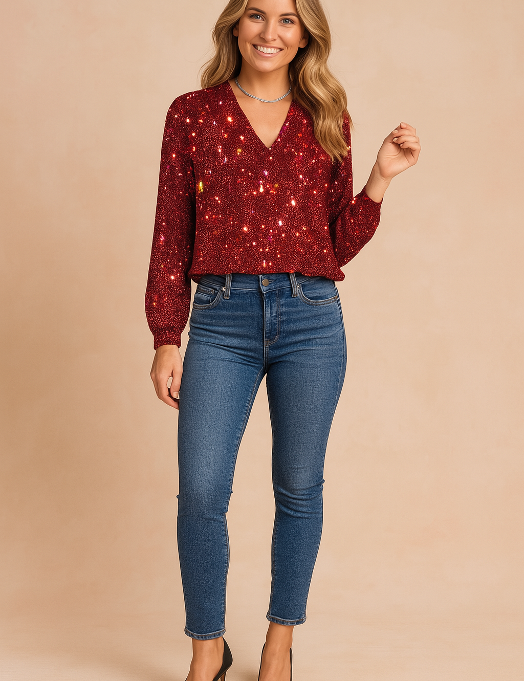 ELOISE | Sparkling V-neck blouse 2