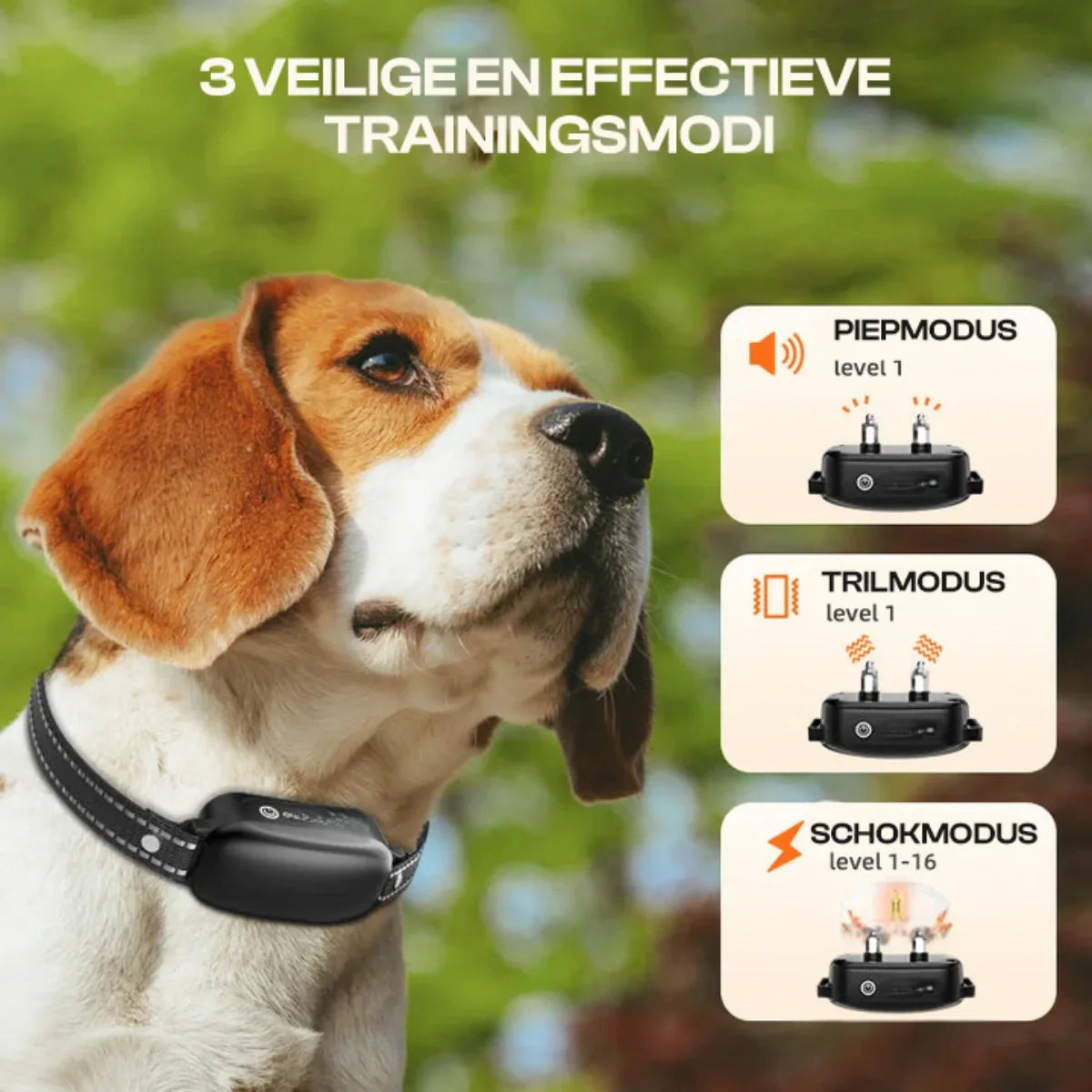 Electric dog training collar with remote control, waterproof, 16 adjustable shock levels, 1000 m range, beep and vibration modes 4