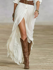 Elegant Long Belted Dress with Pleated Lapels for Women 4