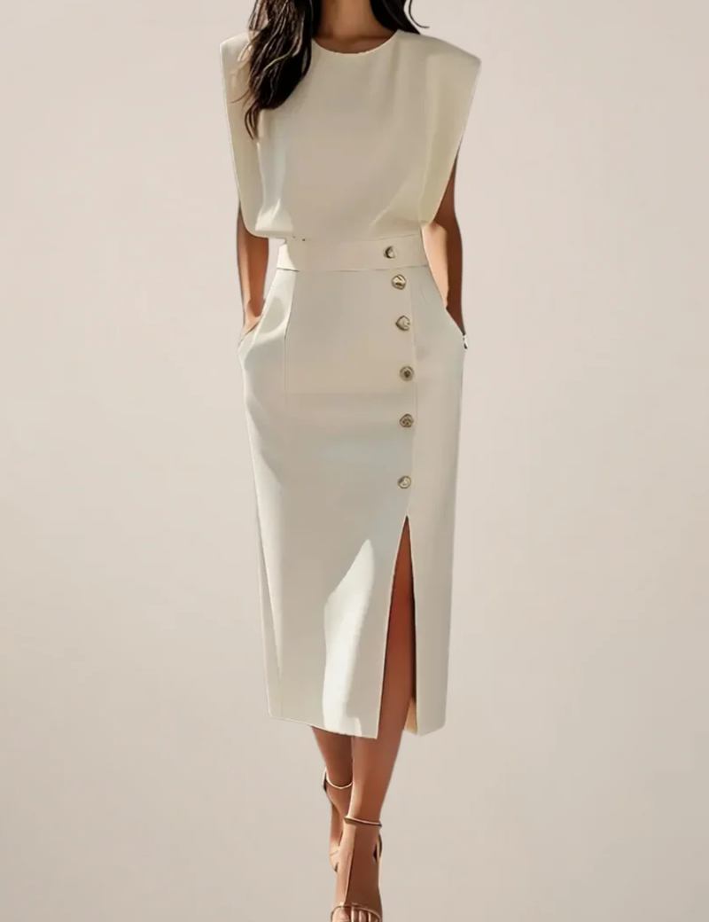 Elegant Midi Dress with Side Slit for Women - Flattering Summer Style 1