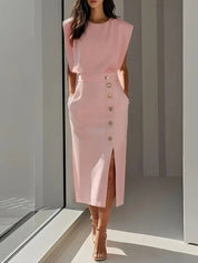 Elegant Midi Dress with Side Slit for Women - Flattering Summer Style 2