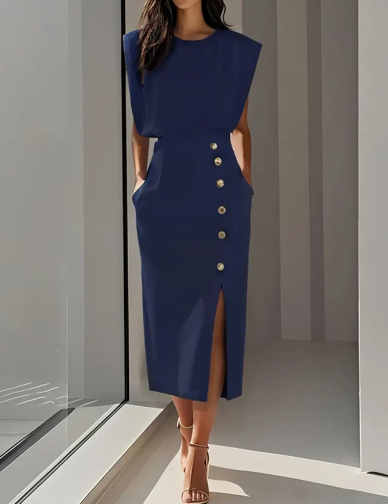 Elegant Midi Dress with Side Slit for Women - Flattering Summer Style 3