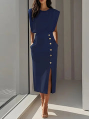 Elegant Midi Dress with Side Slit for Women - Flattering Summer Style 3