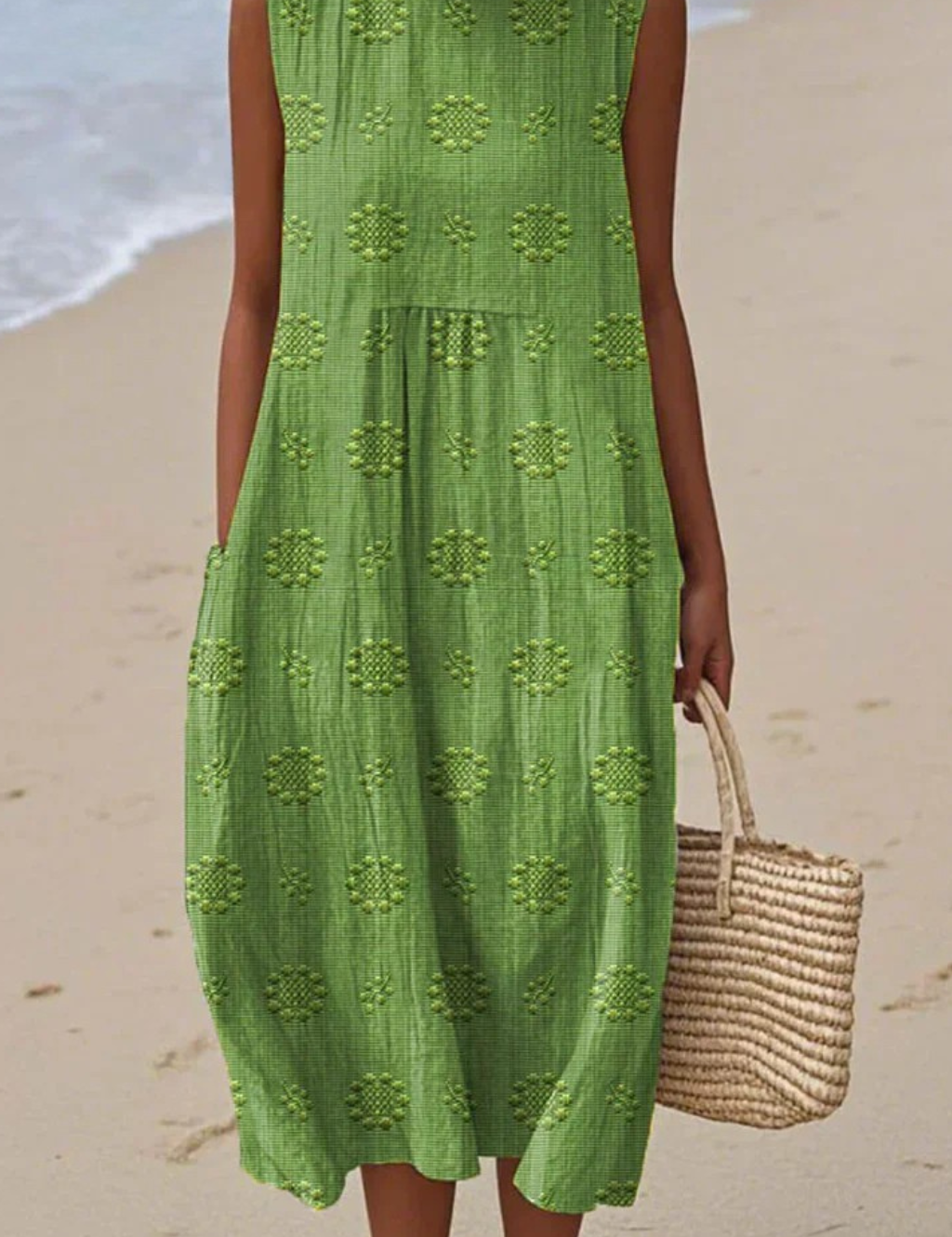 Elegant Summer Dress for Women - Flattering White Sleeveless Embroidered Formal Dress 0
