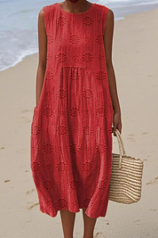 Elegant Summer Dress for Women - Flattering White Sleeveless Embroidered Formal Dress 4