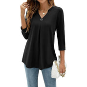 Elegant V-Neck Women's Top for Casual and Semi-Formal Wear, Flattering Silhouette, Lightweight Comfort 1