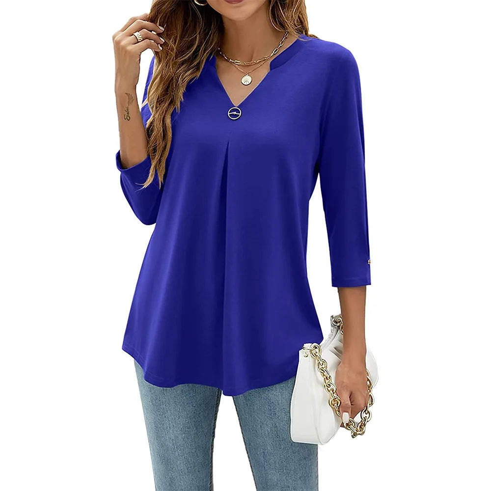 Elegant V-Neck Women's Top for Casual and Semi-Formal Wear, Flattering Silhouette, Lightweight Comfort 3