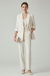 Elegant Women's Blazer Set with Defined Shape and Straight-Leg Trousers 0