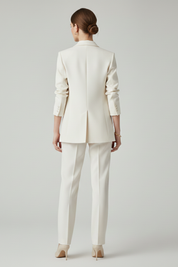Elegant Women's Blazer Set with Defined Shape and Straight-Leg Trousers 4