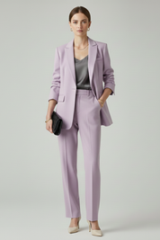 Elegant Women's Blazer Set with Defined Shape and Straight-Leg Trousers 6