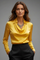 Elegant Women’s Blouse with Draped Collar and Long Sleeves 13