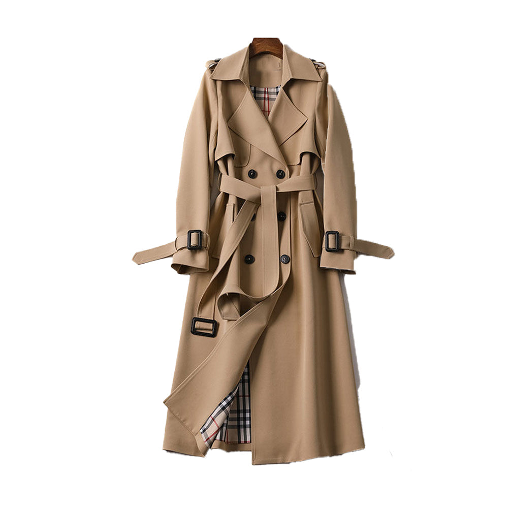 Elegant Women's Double-Breasted Trench Coat with Belt 0