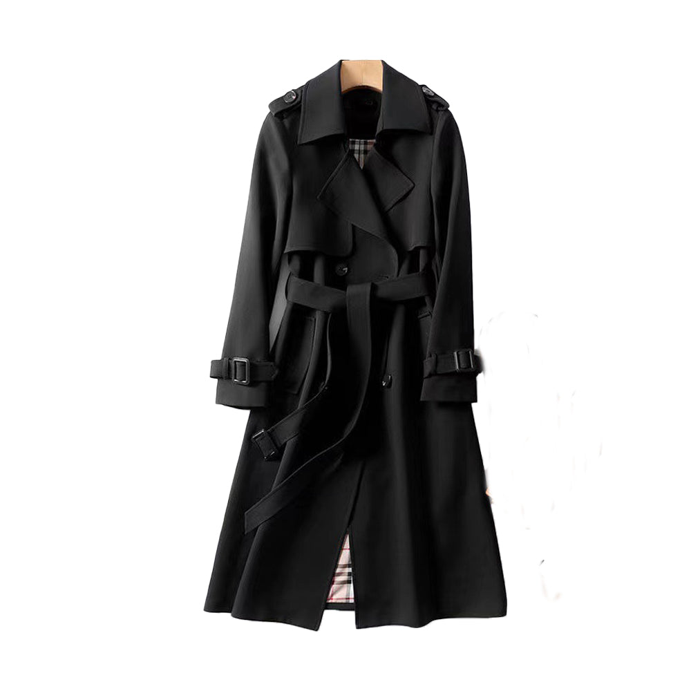 Elegant Women's Double-Breasted Trench Coat with Belt 1