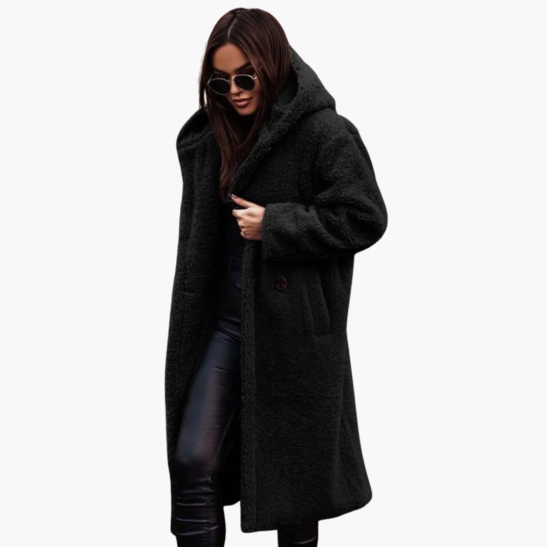 Elegant Women's Hooded Coat - Stylish Winter Coat for Women with Button Closure and Side Pockets 0