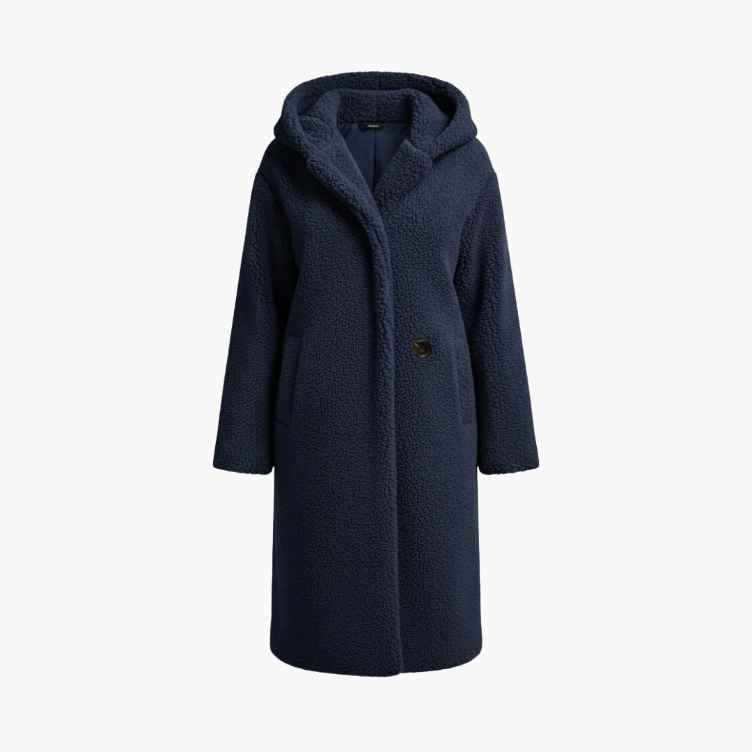 Elegant Women's Hooded Coat - Stylish Winter Coat for Women with Button Closure and Side Pockets 1