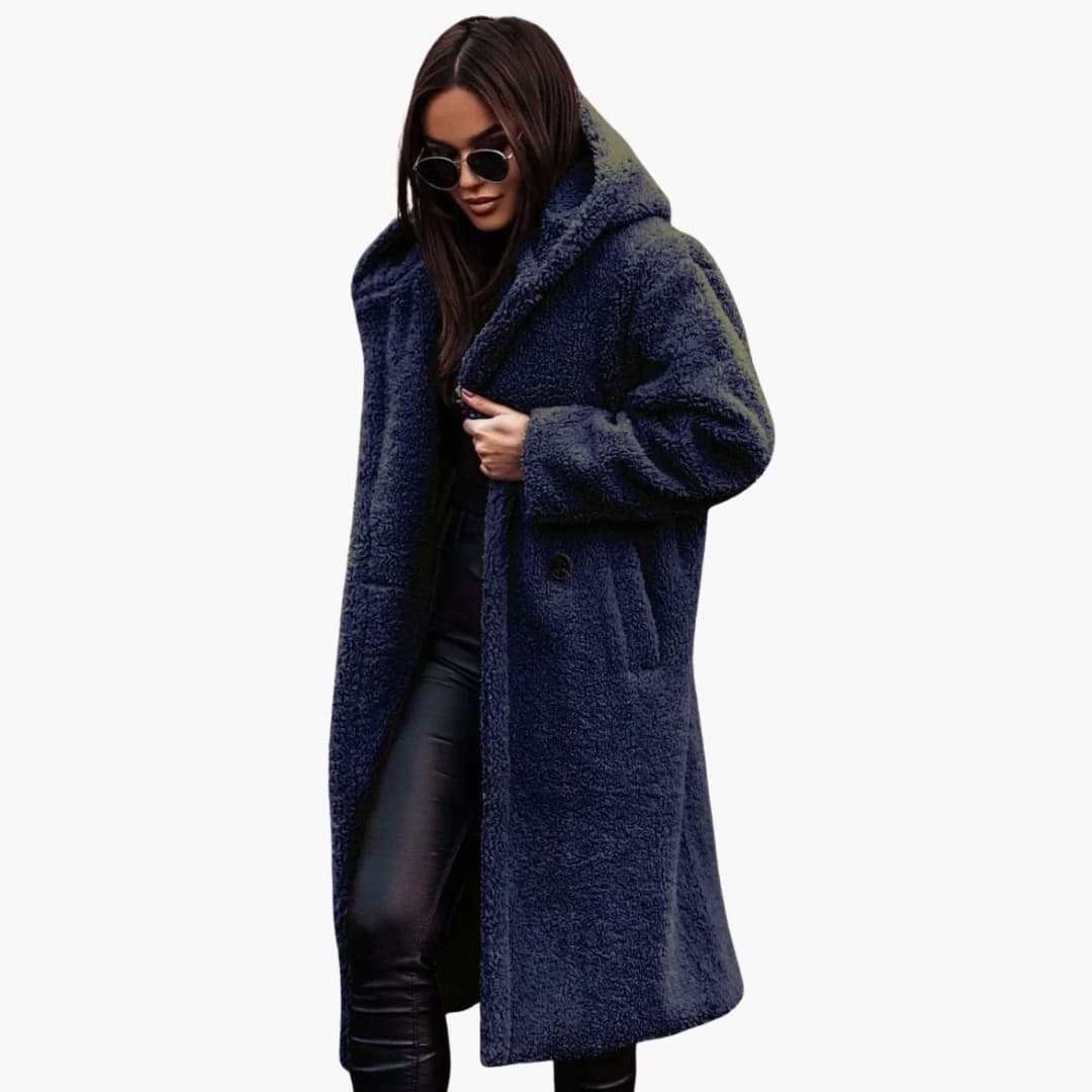 Elegant Women's Hooded Coat - Stylish Winter Coat for Women with Button Closure and Side Pockets 2