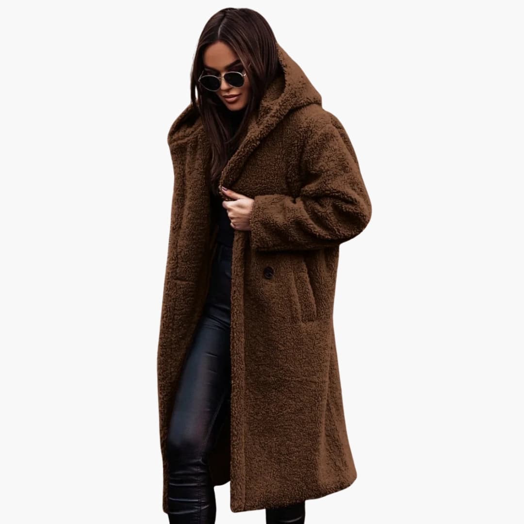 Elegant Women's Hooded Coat - Stylish Winter Coat for Women with Button Closure and Side Pockets 8