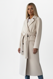 Elegant Women's Long Coat with Belt and Double-Breasted Front 2