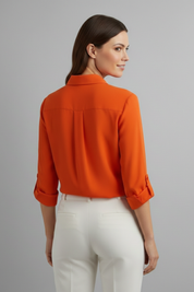 Elegant Women’s Long Sleeve Blouse with Turn-Down Collar 3