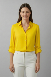 Elegant Women’s Long Sleeve Blouse with Turn-Down Collar 9
