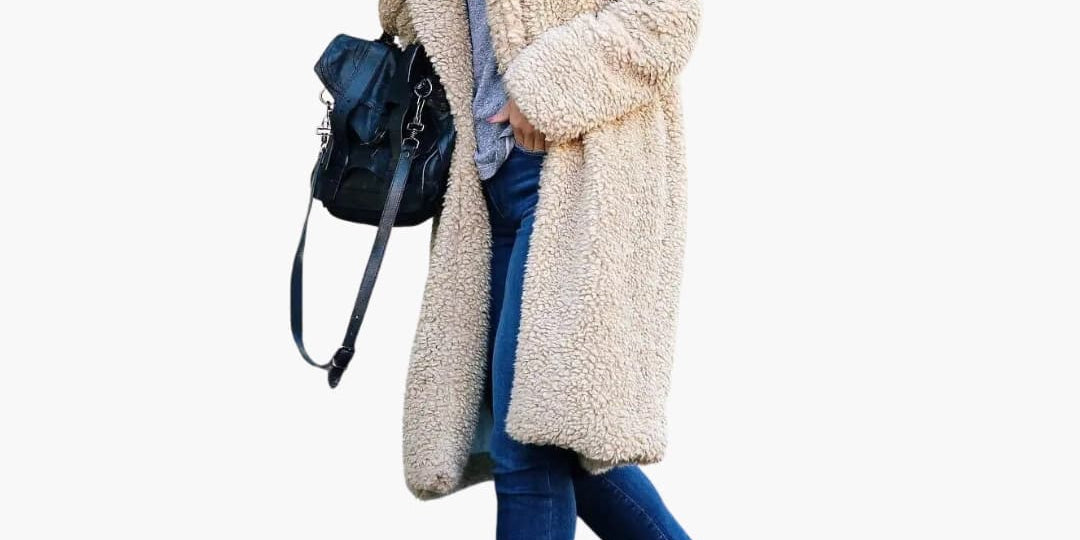 Elegant Women's Long Teddy Coat with Wide Collar for Stylish Layering 0