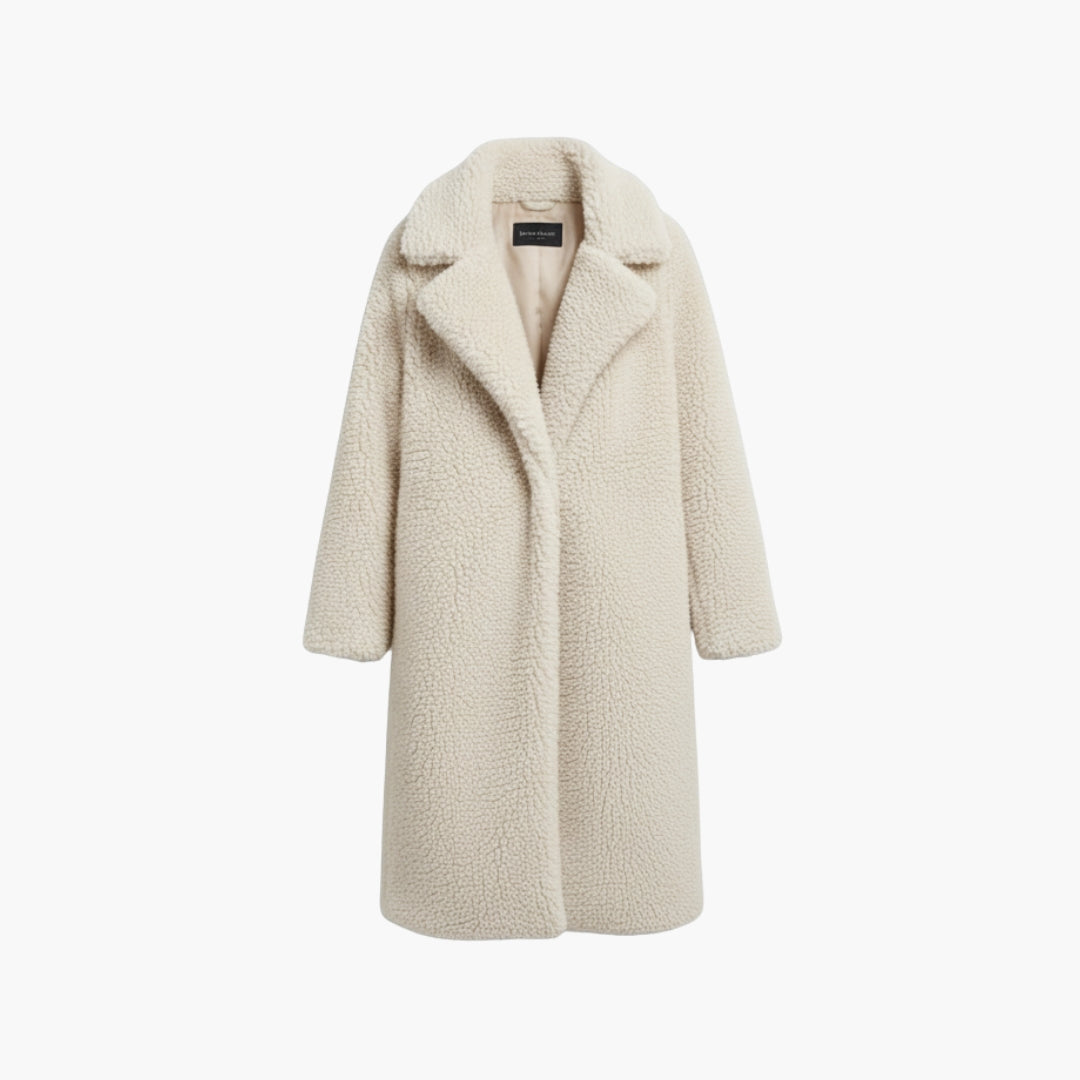 Elegant Women's Long Teddy Coat with Wide Collar for Stylish Layering 1