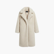 Elegant Women's Long Teddy Coat with Wide Collar for Stylish Layering 1